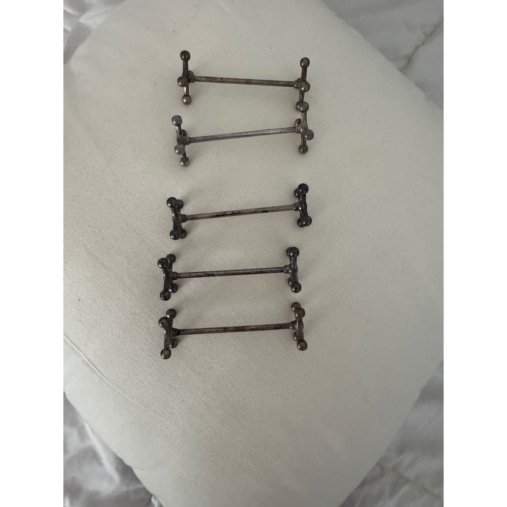 Set of 5 Vintage Silver Plated Jack Style Knife Rests Ball End Dining Decor